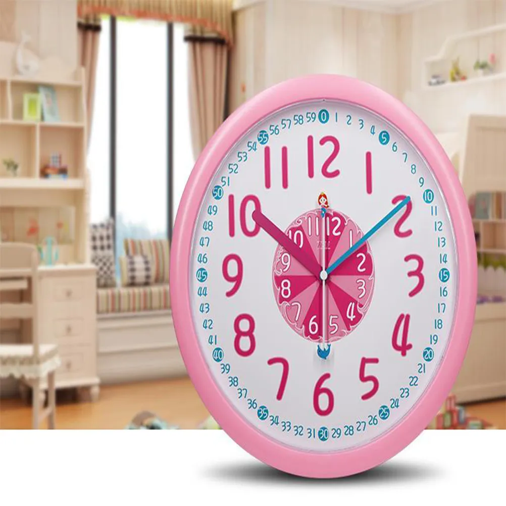 Fashion Rhinestone Round Wall Clock Pink Silent Non- Analog Pointer for Bedroom Living Room Study Office Creative
