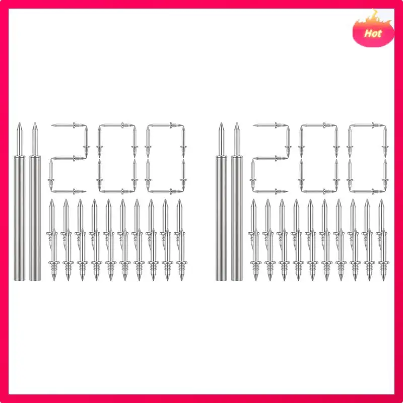 Chiodo senza giunture con filettatura per battiscopa a doppia testa da 400 pezzi, set di viti per filettatura per battiscopa antiruggine senza traccia con 4 aste, con chiodo