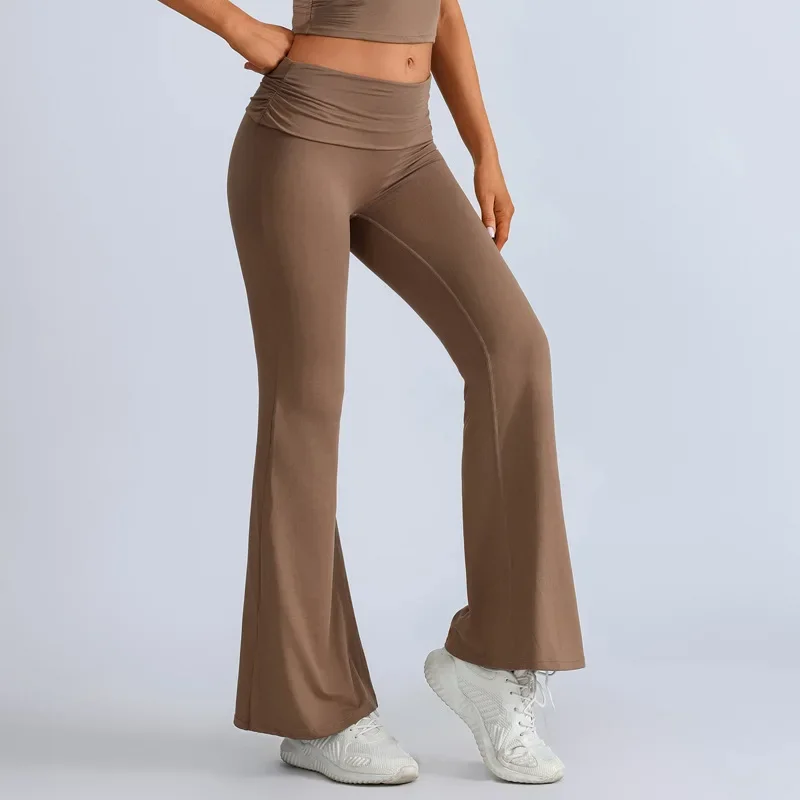 

Женские брюки-клеш с высокой талией, широкие брюки для йоги, бесшовные колготки для фитнеса и тренировок, спортивные брюки для спортзала, повседневная одежда для похудения