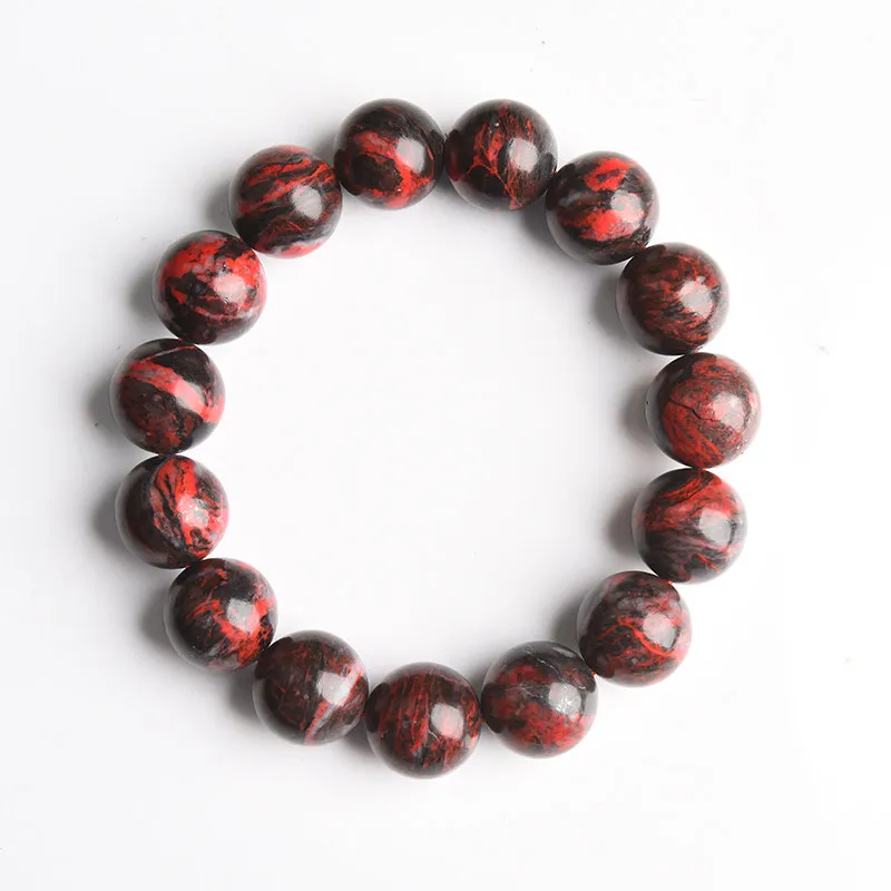 Chinese Style Natural Raw Cinnabar Beaded Bracelet Lucky Fortune Blessing Feng Shui Amulet Jewelry For Men Birthday Father Day
