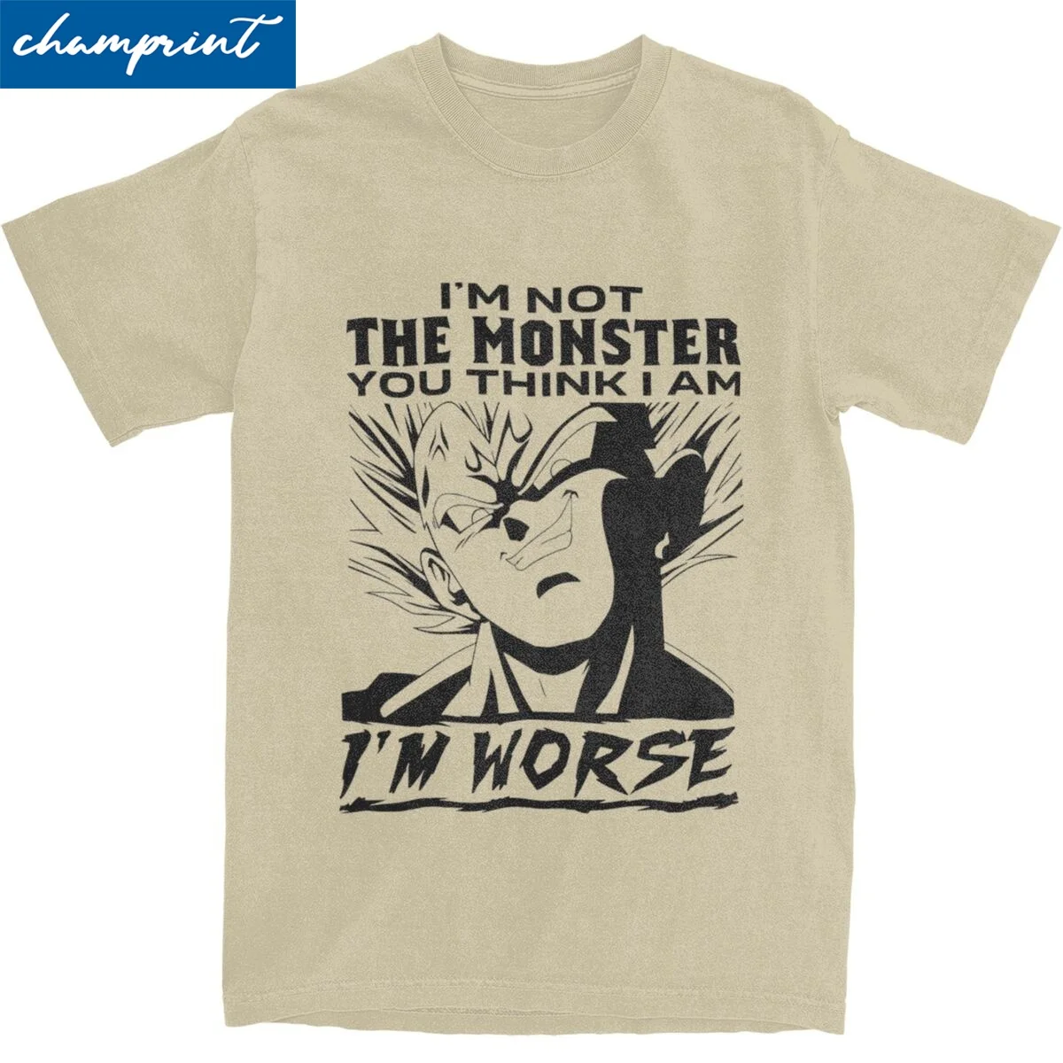 DRAGON BALL VEGETA I'M NOT THE MONSTER T-Shirt Men Women Hipster 100% Cotton Tees O Neck Short Sleeve T Shirts Gift Clothing