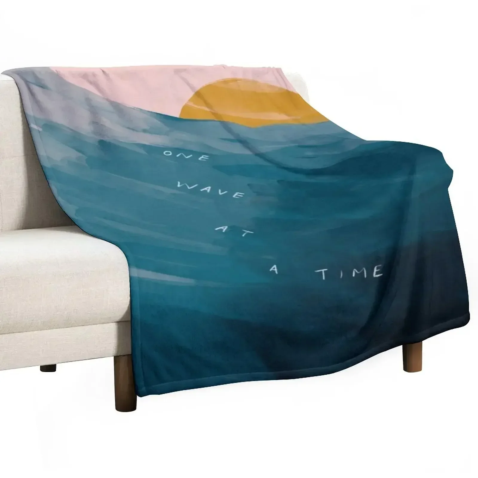 

One Wave At A Time - Abstract Art - Inspirational Quote with Ocean, Sea Inspired - Morgan Harper Nichols Throw Blanket