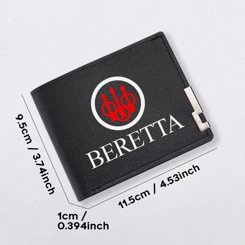محفظة BERETTA منقوشة بشعار PU للرجال، حامل بطاقات عمل رفيع، خفيف الوزن ومتين، تصميم عصري وبسيط للاستخدام اليومي #3