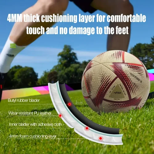 Imagen 2 del producto Balones De fútbol De alta calidad, tamaño oficial 5, Material De PU, equipo De portería sin costuras, juego De partido al aire libre, Balón De entrenamiento