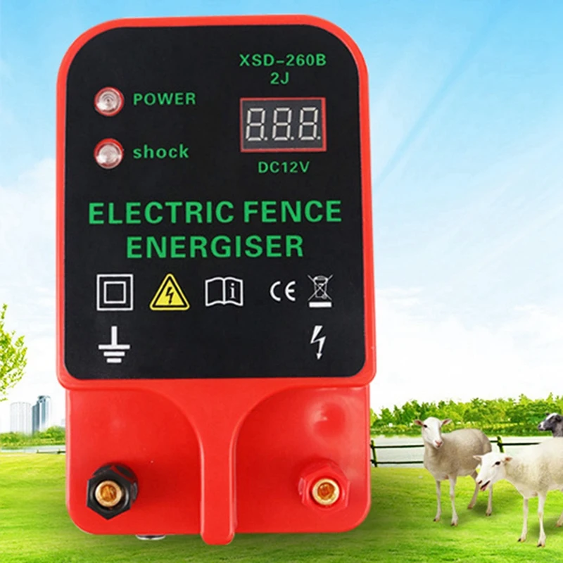 2X 10KM Electric Fence Energizer Livestock High Voltage Pulse Controller High-Decibel Waterproof LCD Display EU Plug