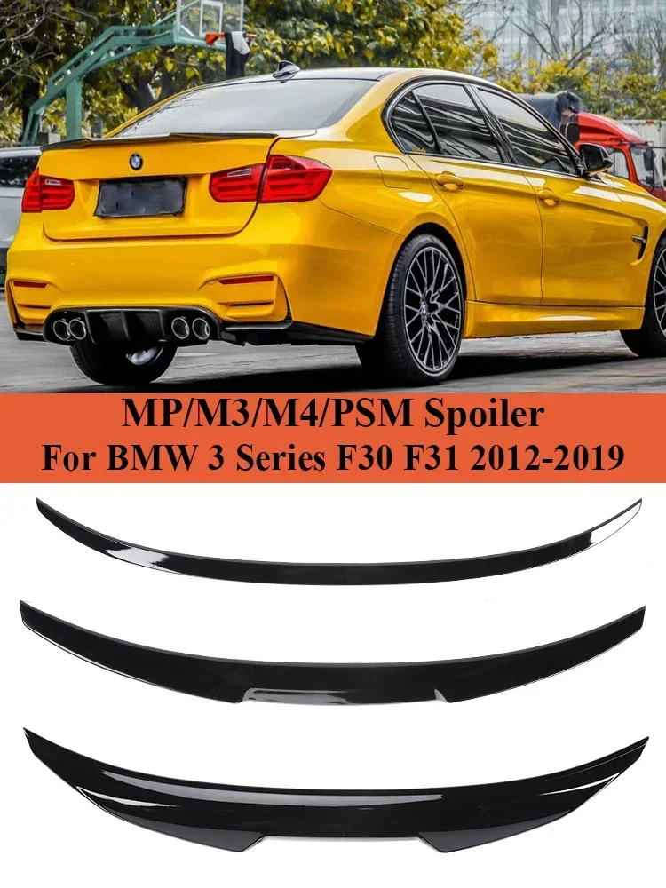 

For BMW 3 Series F30 F31 F35 2012-2019 Carbon Fiber Rear Bumper Lip Trunk Spoiler MP M4 PSM Style Wing Splitter Gloss Black