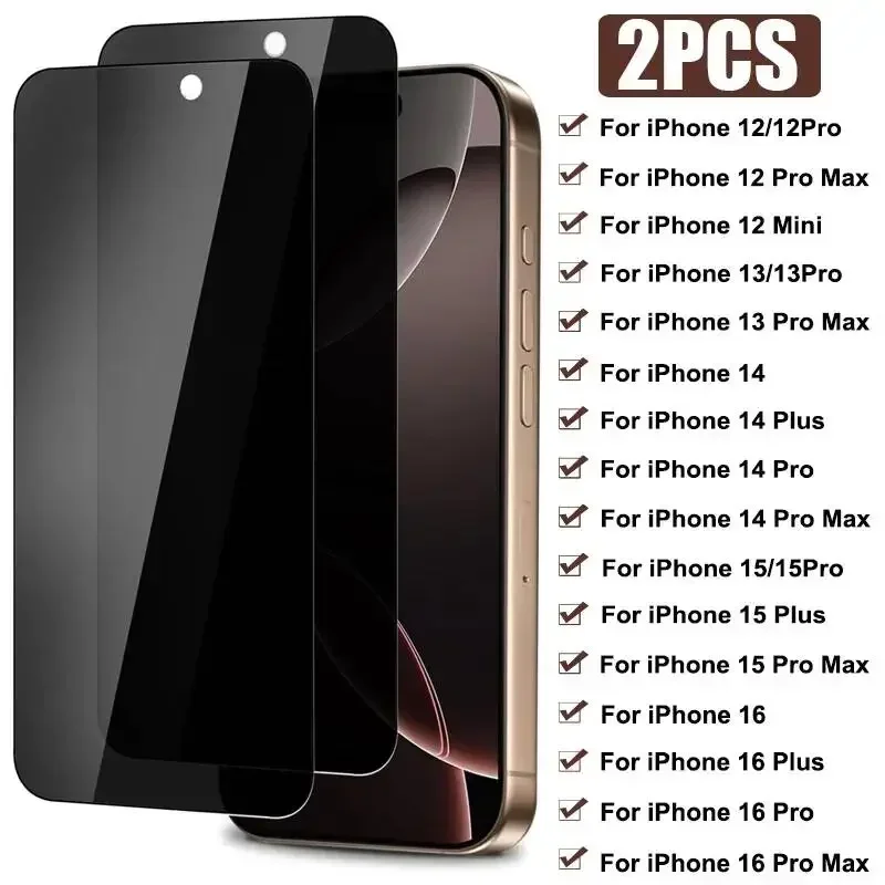 2Pcs Anti-Spy 16 16E 15 Privacy Screen Protector For Iphone 12 13 14 Pro Max Plus 13Mini 12Mini Glass