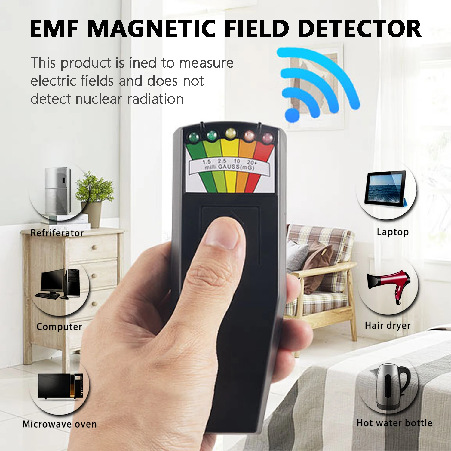 Electromagnetic Field EMF Gauge Meter Ghost Hunting Detector Portable EMF Magnetic Field Detector Electrical Instruments