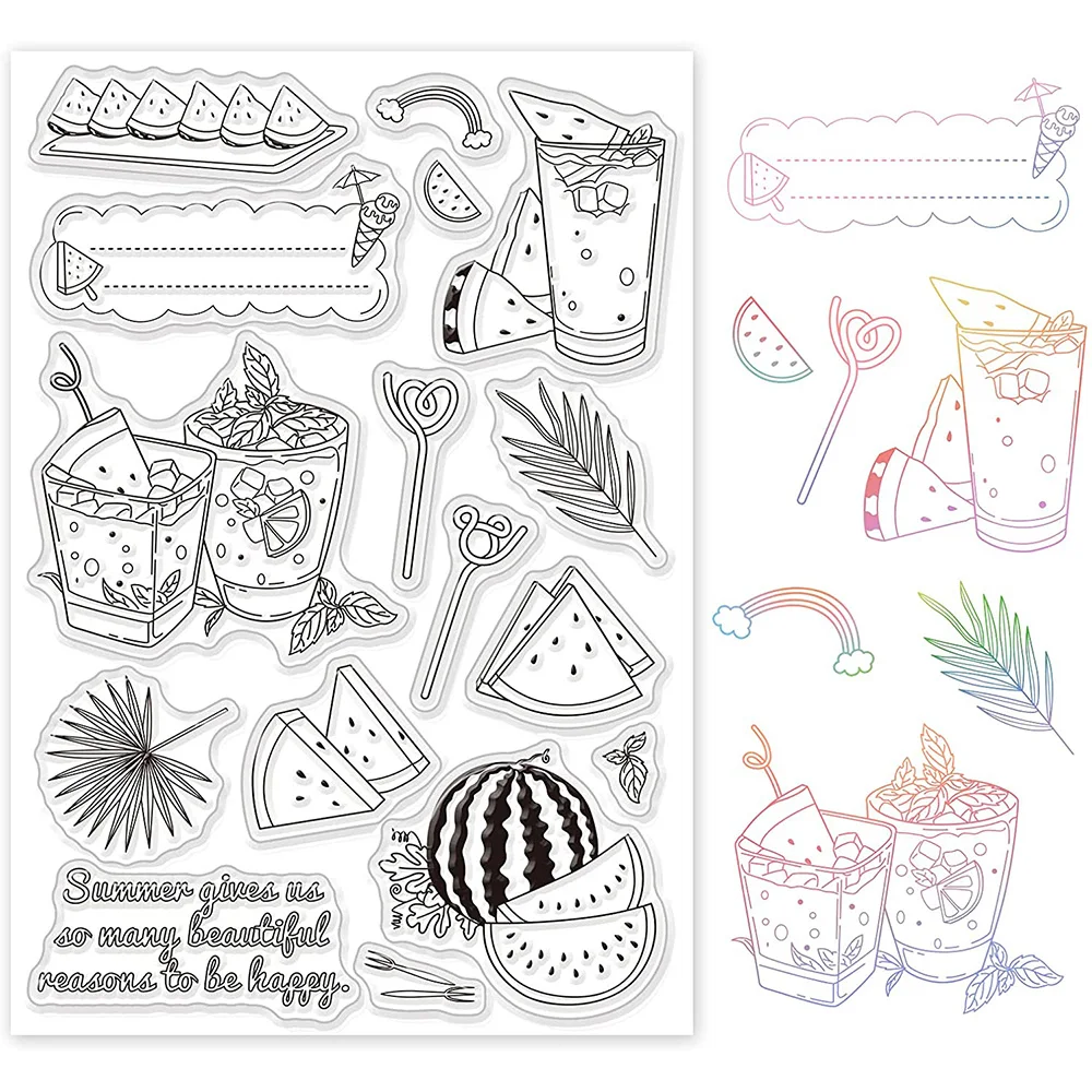 Summer Juice Clear Stamps Lemon Transparent Silicone Stamp Seal Sheet ForDIV Scrapbooking Card Making Photo Album Decoration