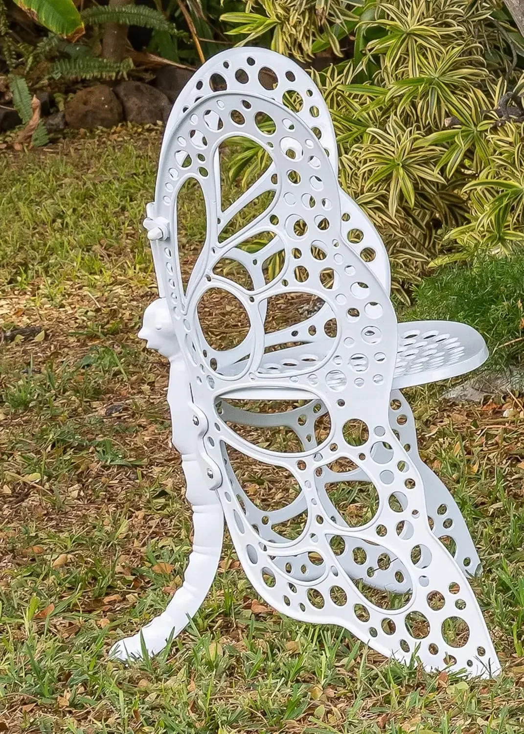 Outdoor Butterfly Chair Folding Lounge Chair Canvas Fabric Chair Reading Seating Furniture Shelf Unit Storage Cabinet Container For Garden Backyard Living Room Bedroom Patio, White
