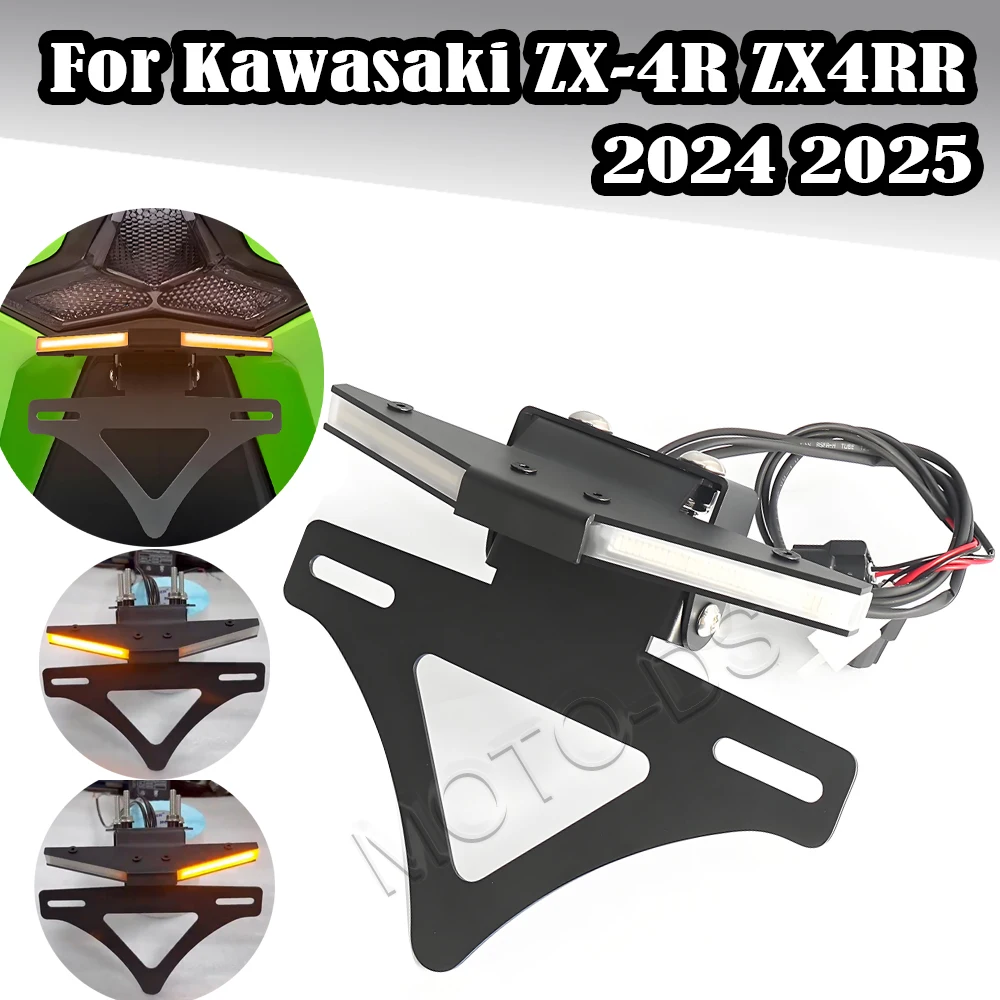 

Motorcycle LED Tail Stop Light Integrated Turn Signals Brake License Plate Bracket For Kawasaki ZX-4R ZX4RR ZX 4 RR 2024 2025