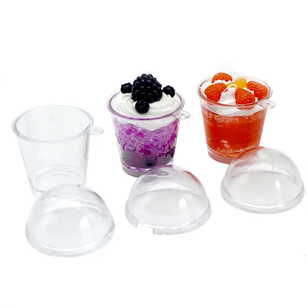 10pcs Miniature Frappuccino Cup With Cover Lid Ice Cream Cups Plastic DIY Macaron Cake Decorating Home & Kitchen