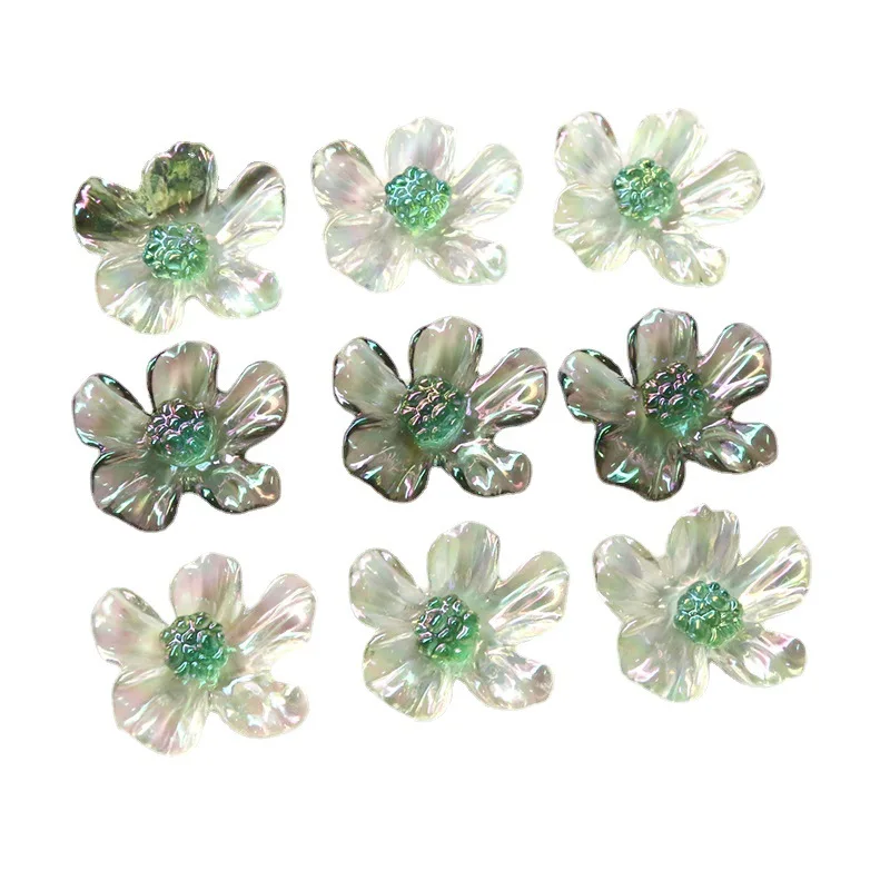 

Newest 20pcs 30*35mm AB Colors Acrylic Flower Beads Ornament Accessories Material DIY Earring Hair Clip Headwear Decorateion