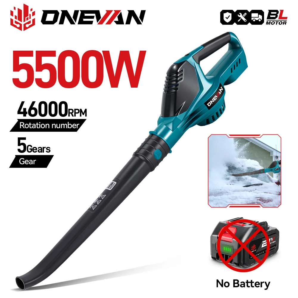 ​ONEVAN Brushless Electric Leaf Blower 5500W Portable Rechargeable Air Blower Dust Snow Blowing Power Tool For Makita BatteryPin