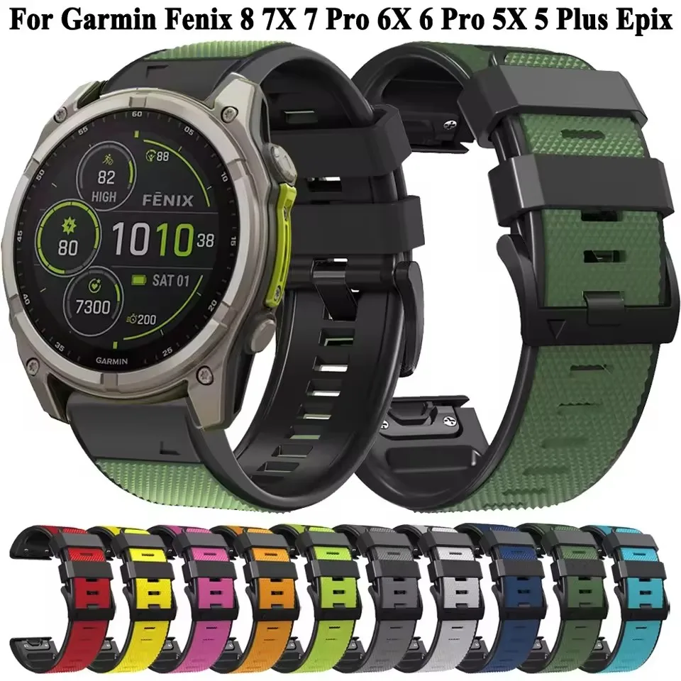 Correa de reloj Quickfit de 22/26mm para Garmin Fenix 8 7 7X 6 6X Epix Pro 2 47 51 Forerunner970 965 955 945 pulsera de silicona