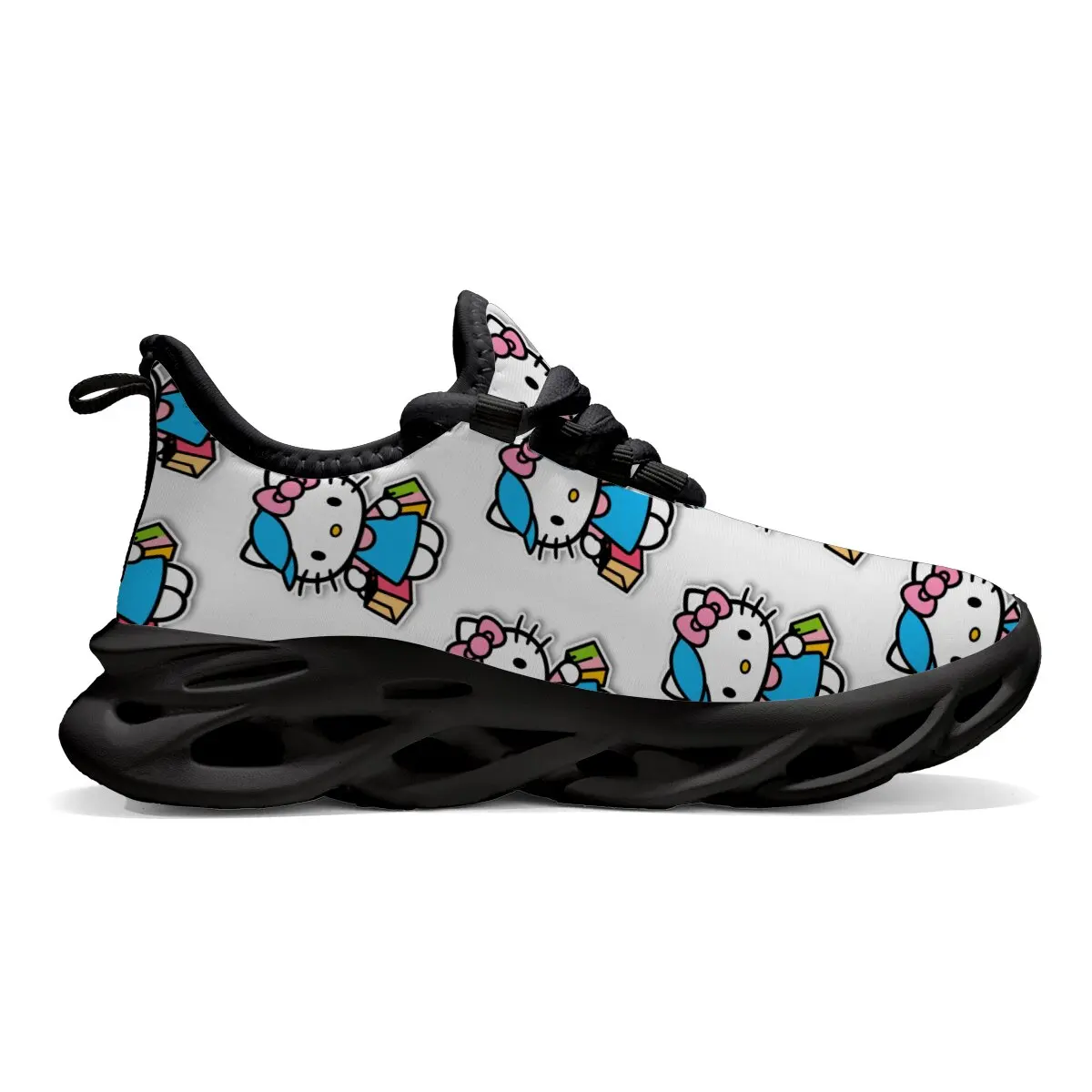 

Summer Children's Shoes with A Cute Cartoon Style of Kitty Cat Breathable Mesh and Laced Two-color Casual Sports Shoes