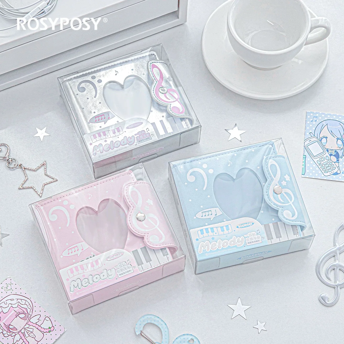MINKYS Kawaii Album na Karty z Motywem Fal, Skóra PU, 3 Pierścienie, Kpop, 3 Cale, Jedna Kieszeń, Organizer na Karty Idol, Album do Przechowywania — zdjęcie produktu 4