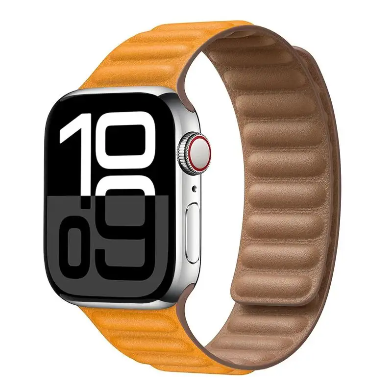 Lederarmband für Apple Watch 49mm 46mm 42mm 41mm Original Magnetisches Schlaufenarmband iWatch 12 11 10 9 8 7 SE Ultra 2 3 4