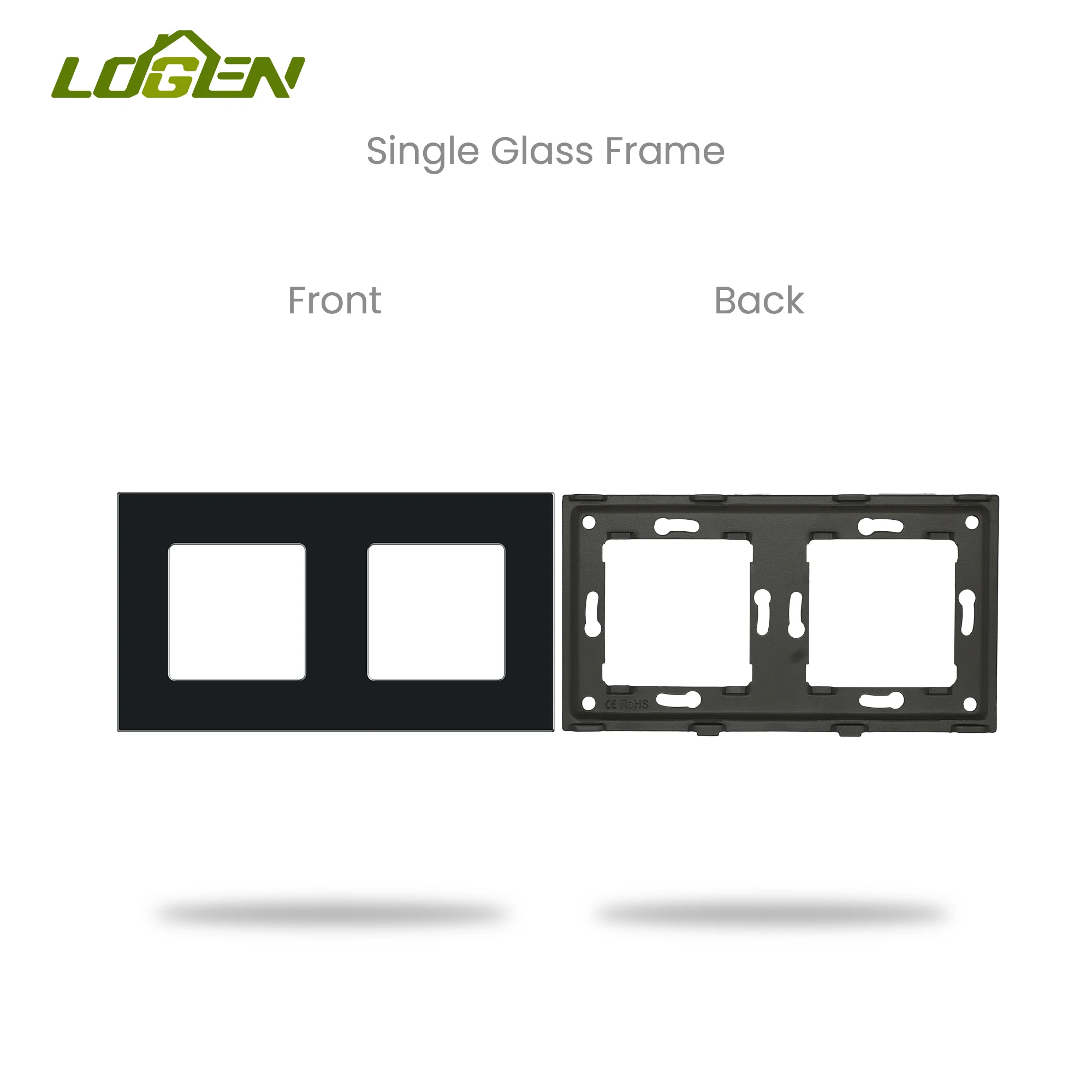 

LOGEN EU Standard 2Frame Wall Socket Touch Switch Outlet Crystal Tempered Glass Panel Square-hole 86MM*156MM DIY Parts