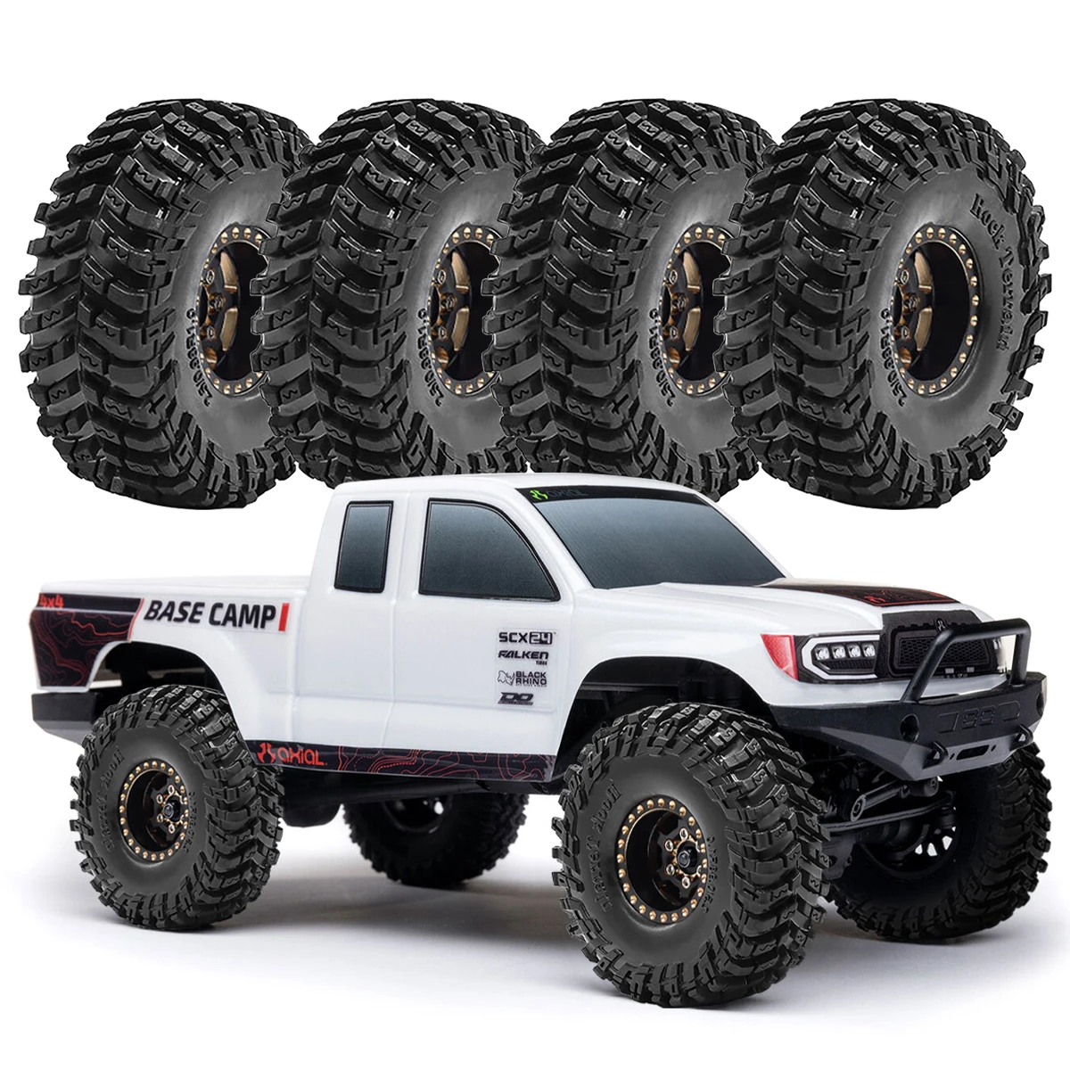

1.0 inch Beadlock Wheel Rim & Tire Set for 1/18 TRX4M 1/24 Axial SCX24 AX24 RC Crawler Car Brass Wheel & Rubber Tire Upgrade Set