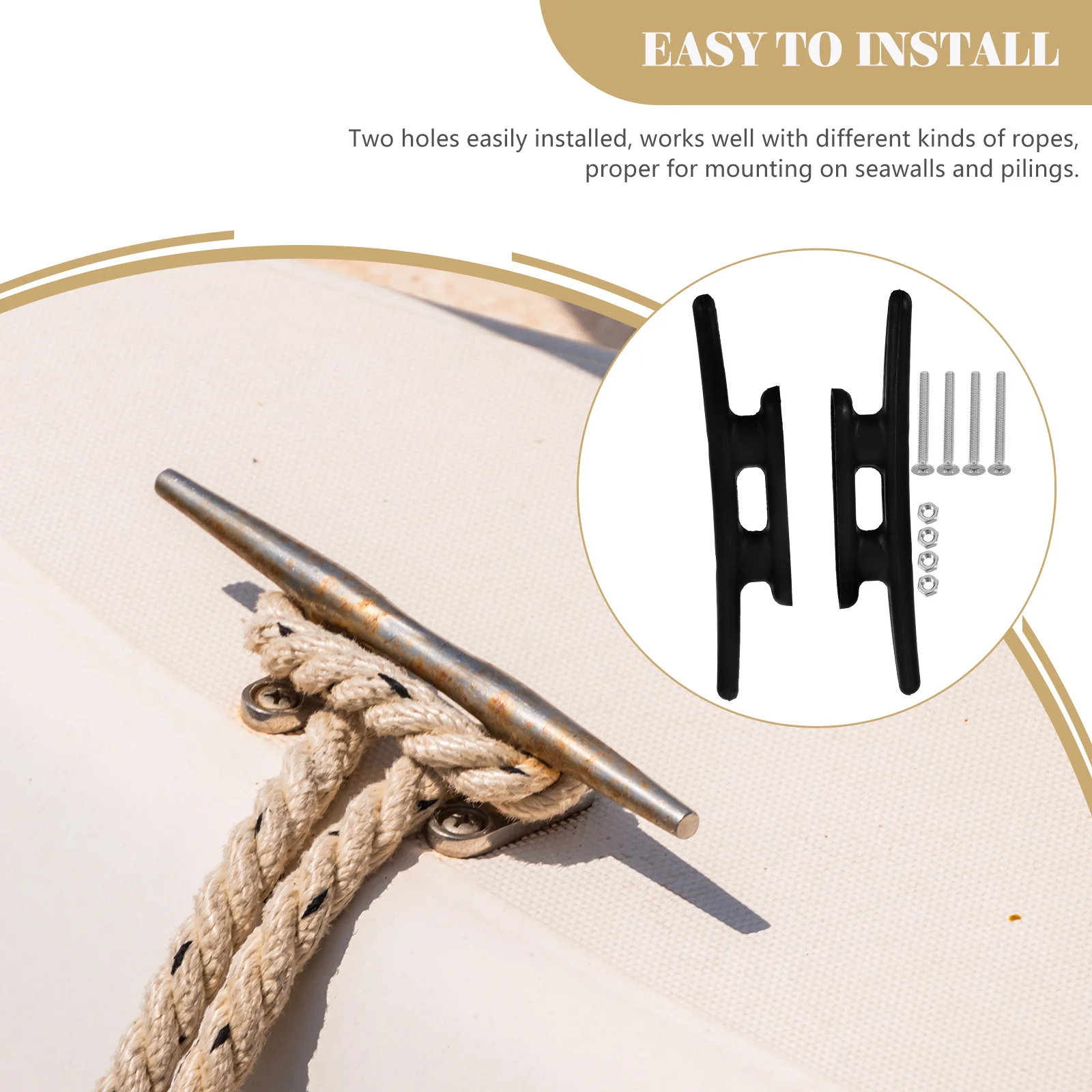 

2Pcs Yacht Cleat Heavy Duty Nylon for Boat Dock Mooring Rope Fixing Deck Mount Marine Accessories Kayak Canoe Flagpole