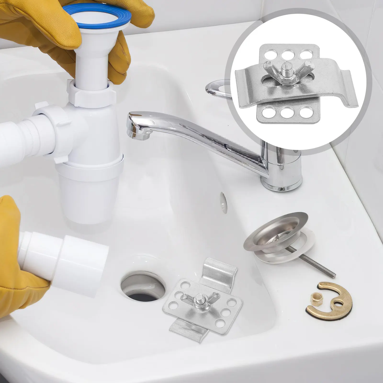 

6Pcs Heavy Duty Undermount Sink Support Clips Metal Sink Mounting Brackets for Kitchen Bathroom Ceramic Basin Installation