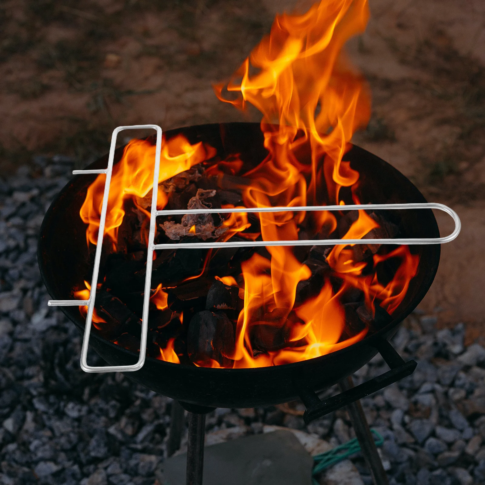 

Japanese Style Lantern Rack Stainless Steel Bbq Skewer Holder Portable Grill Accessory Silver Chicken for Grill