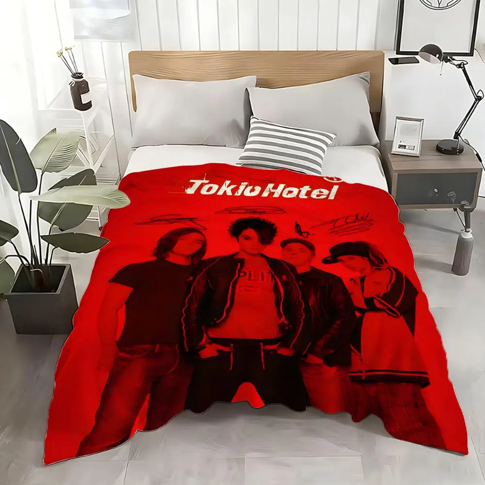 Metal Rock Band Tokio Hotel Throw Cozy Soft Flannel Throw Lightweight Skin-Friendly For Sofa Bed Office & Travel