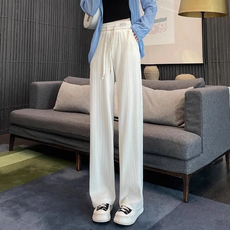 Women Narrow Wide-legged Pants Straight-leg Spring Summer Sweatpants Draped Versatile Long Casual Trailing Comfortable Skinny