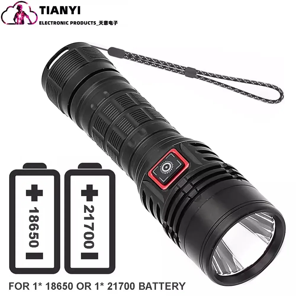 Aluminum alloy flashlight SST40 lamp bead long-range spotlight 21700 USB charging Type-C white light flashlight