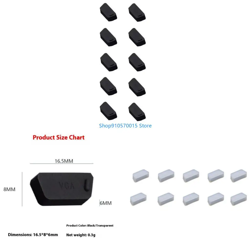 B95C 10Pcs Flexible Silicone VGA Port Anti Dust Stopper Cap Cover Black Dust Plug