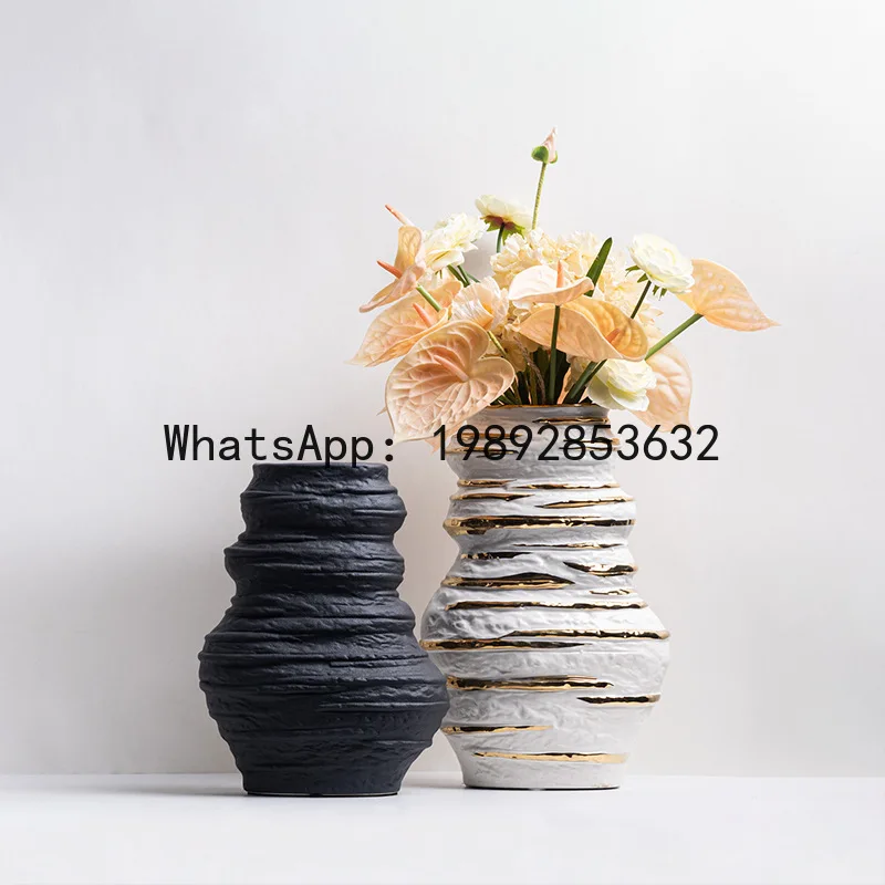

Ceramic Vase Stacked Stone Statues Flower Vase Irregular Folds Handmade Ceramic Pot Flower Vase Flower Arrangement Accessories