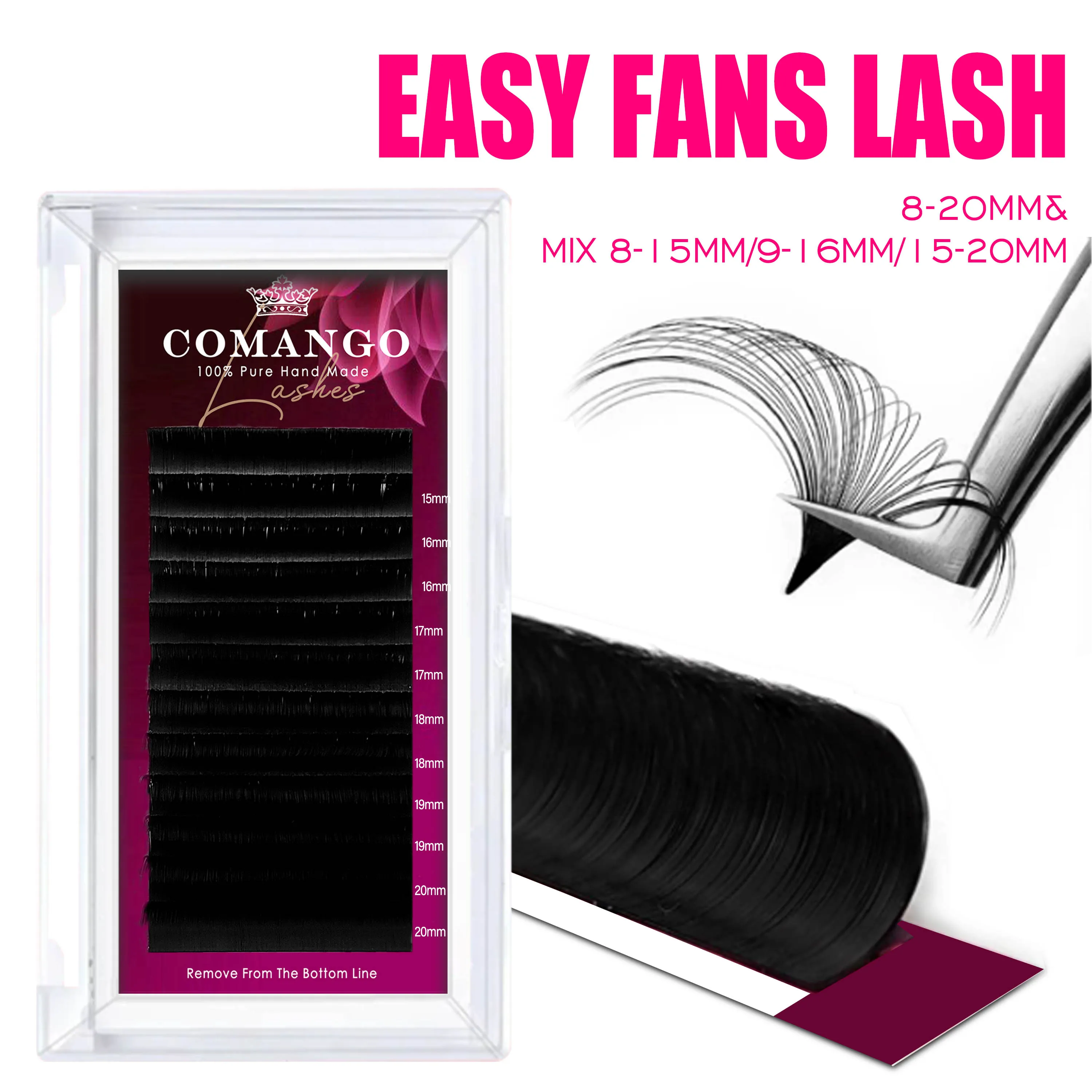 CoMango Easy Fanning Volume Mega Eyelashes Extension Auto Flowering Rapid Cashmere Blooming Fans Lashes For Beauty