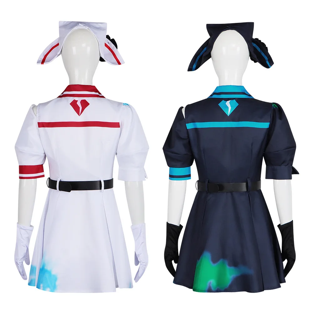 

Game Eggy Party Heather Cosplay Costumes White Nurse Suit Maid Women's Dresses Eggy Party Halloween Role-playing Suits Outfit
