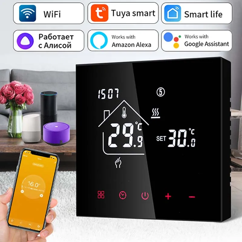 Tuya WiFi Smart Thermostat Temperature Controller For Floor Heating Gas Boiler Electric/Water Remote Control by Alexa Alice