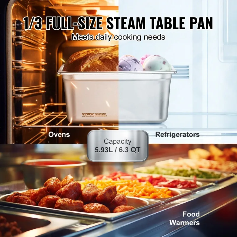 

【Premium】SucceBuy 8 Pack Buffet Chafing Dishes 5.93L Gastronorm Pans Steam T le Pans Tray with Lid 6-Inch Deep Catering Food Pa