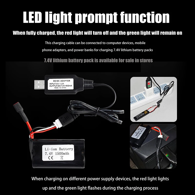 RC Charger Cable 7.4V 1000mA Drone Charger For Quick Charging RC Airplane Lithium Battery XH-3P Drone Battery Charge USB Charger