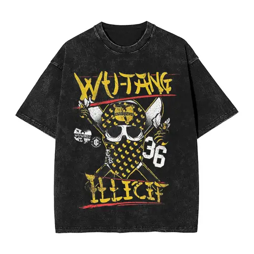 Imagen 2 del producto Camiseta Hipster de algodón, camisetas de manga corta con cuello redondo, camisetas de años 90 para hombres, ropa de verano con abeja Wu Clan T-tangs