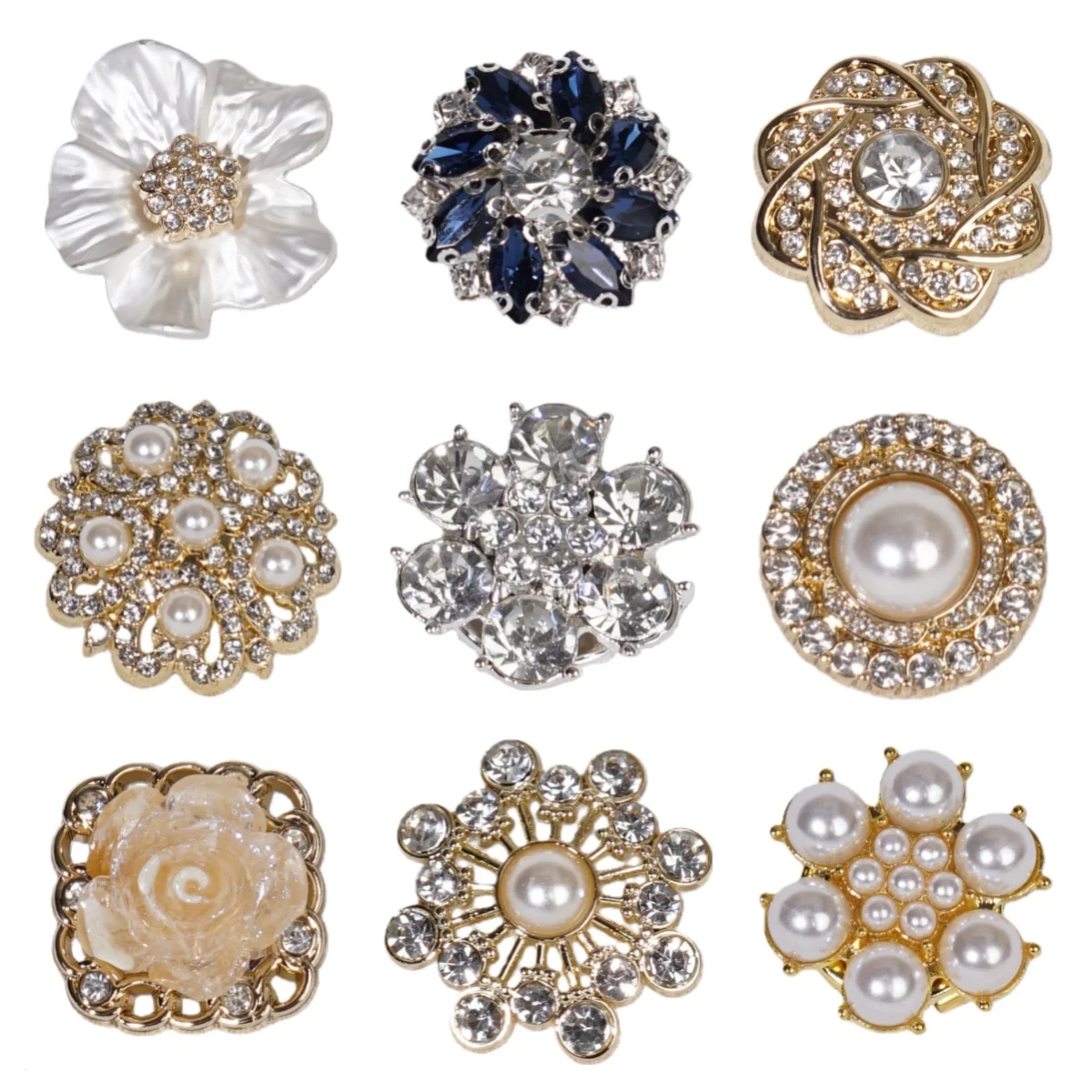 New Crystal Pearl Button Covers Clip-On Shirt Coat Decorative Buttons Sewing Button for DIY Blouses Clothing Women