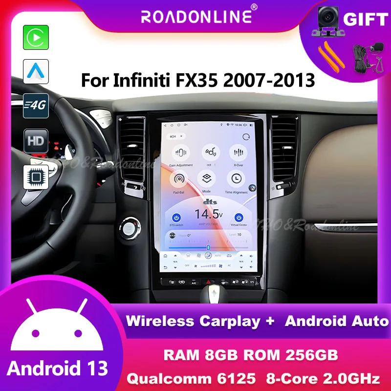 

Android audio For Infiniti FX35 2009-2013 Android 13 tesla style Octa Core 8+256G Car Multimedia Player Stereo Radio
