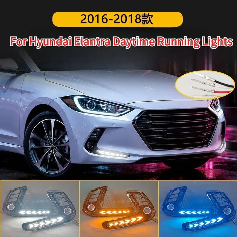 DRL For Hyundai Elantra 2016-2018 Car LED Daytime Running Light Driving Yellow Turn Signal Decorative Lamp Car Accessories detail image 2