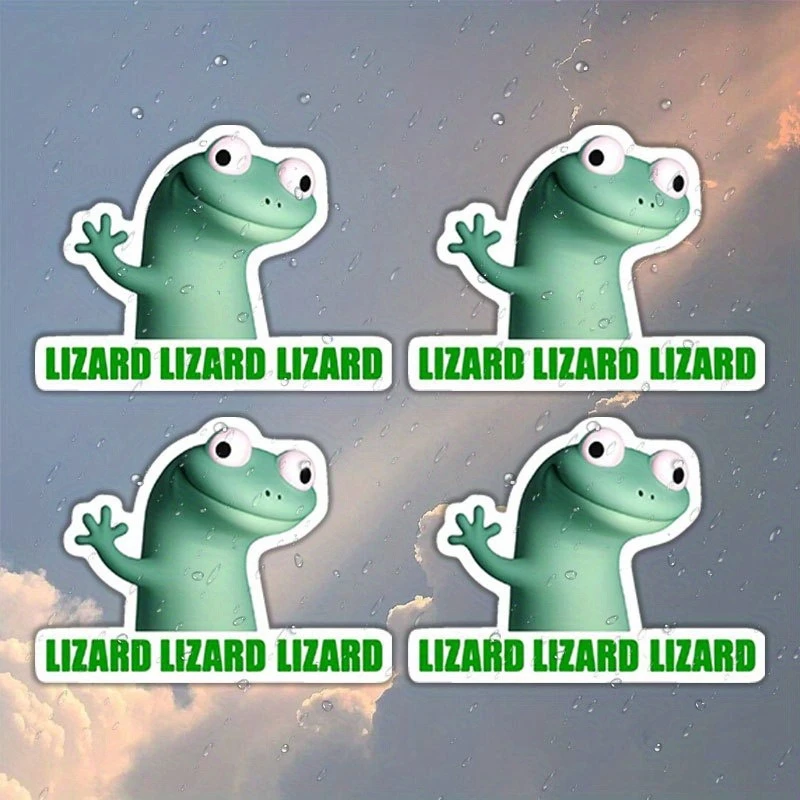 

4pcs Funny Lizard Meme Car Stickers "Lizard Lizard Lizard" Text Vinyl Decals for DIY Motorcycle Laptops Water Bottles and More