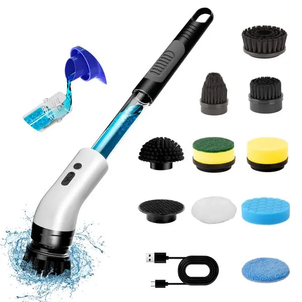 

Electric Self Rotating Cleaning Brush, Waterproof Rotating Washer, Can Add Cleaning Solution,Replaceable with 5/7/9 Brush Heads,