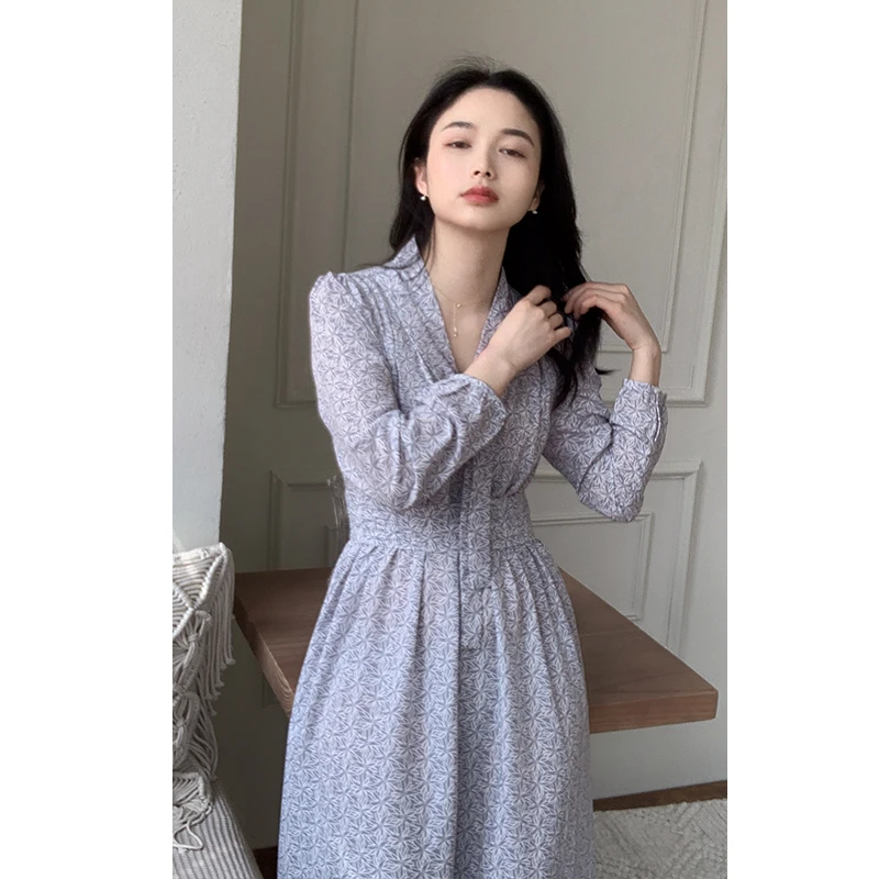 

Платье макси с цветочным принтом и ароматом морской соли, с V-образным вырезом, приталенное, А-силуэт, для повседневной носки, весна...