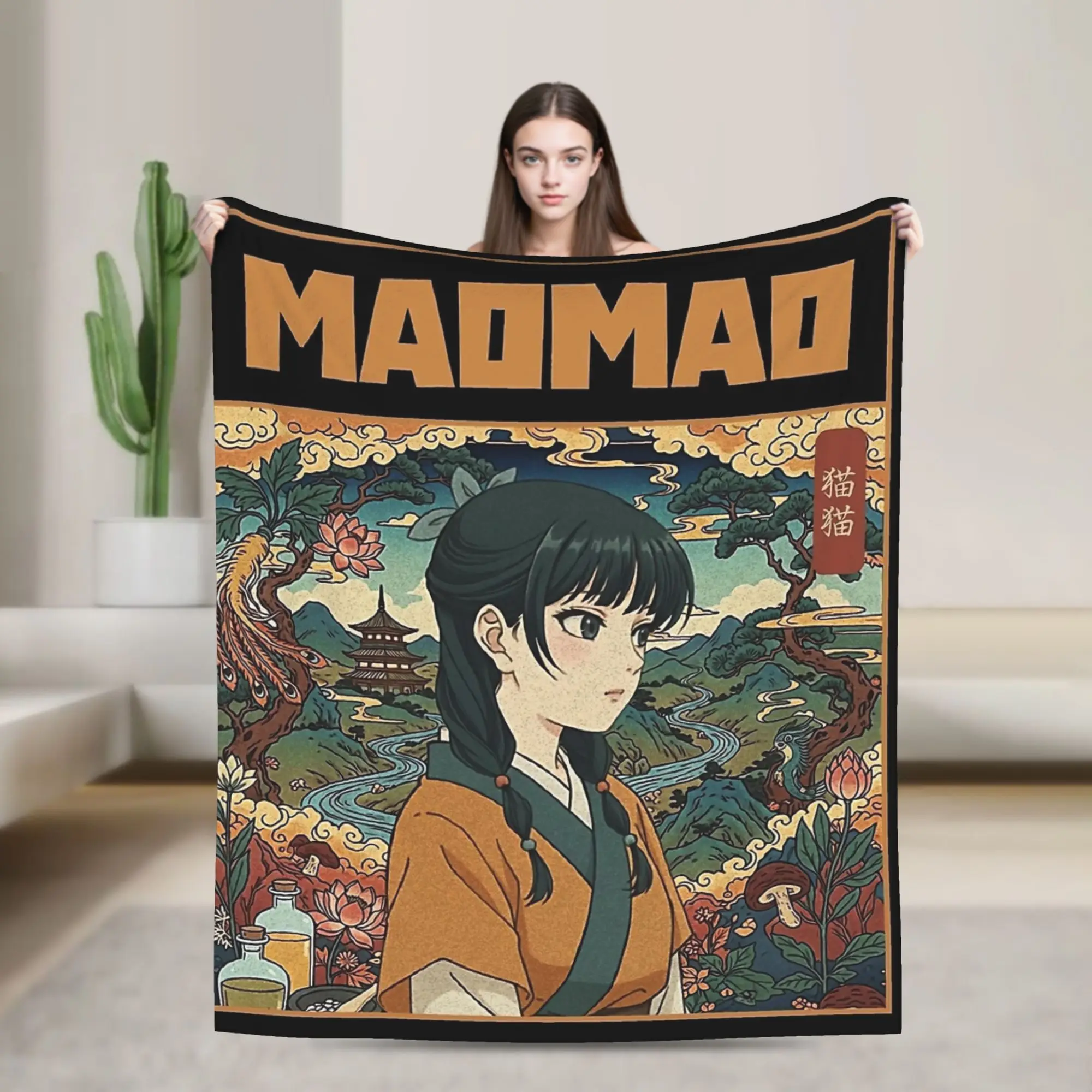 薬屋日記猫猫ぬいぐるみブランケット子供用フランネルスローブランケットホームデコレーション暖かい柔らかいカスタマイズされた高品質ベッドスプレッド