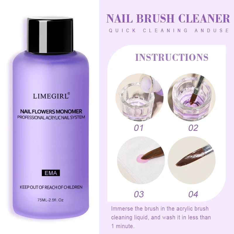 LIMEGIRL acrylpoeder en gereedschapset, acrylpoeder en sliplossingkit voor nagelverlenging acrylpoeder 3D bloembeeldhouwen