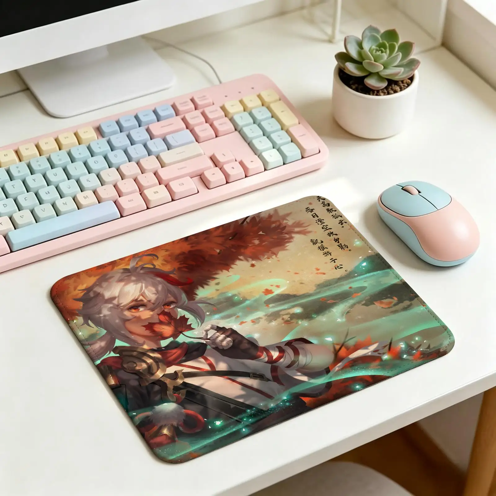 Genshin Impact Kaedehara Kazuha Gaming Mat,Reinforced Stitched Edge,Portable Non‑Slip Pad for Laptop Office & E‑Sports Game Play