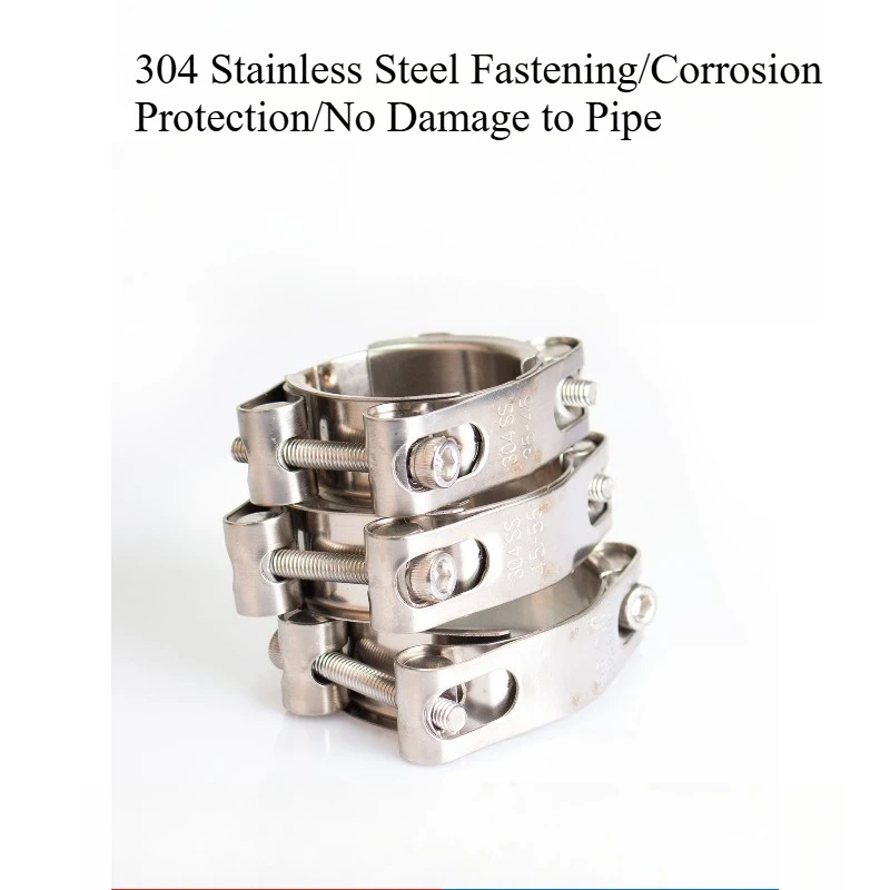 304 stainless steel double-headed double-layer powerful laryngeal cuff clamp high-pressure thickened hoop clamp
