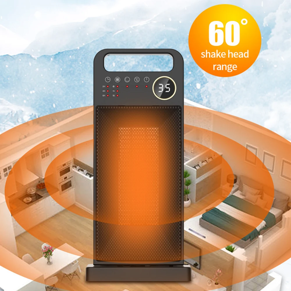 

2000W Electric Fan Heater 3 Gear Adjustable Overheat Protection Home Room Office Remote Control Vertical Heating Electric Stove