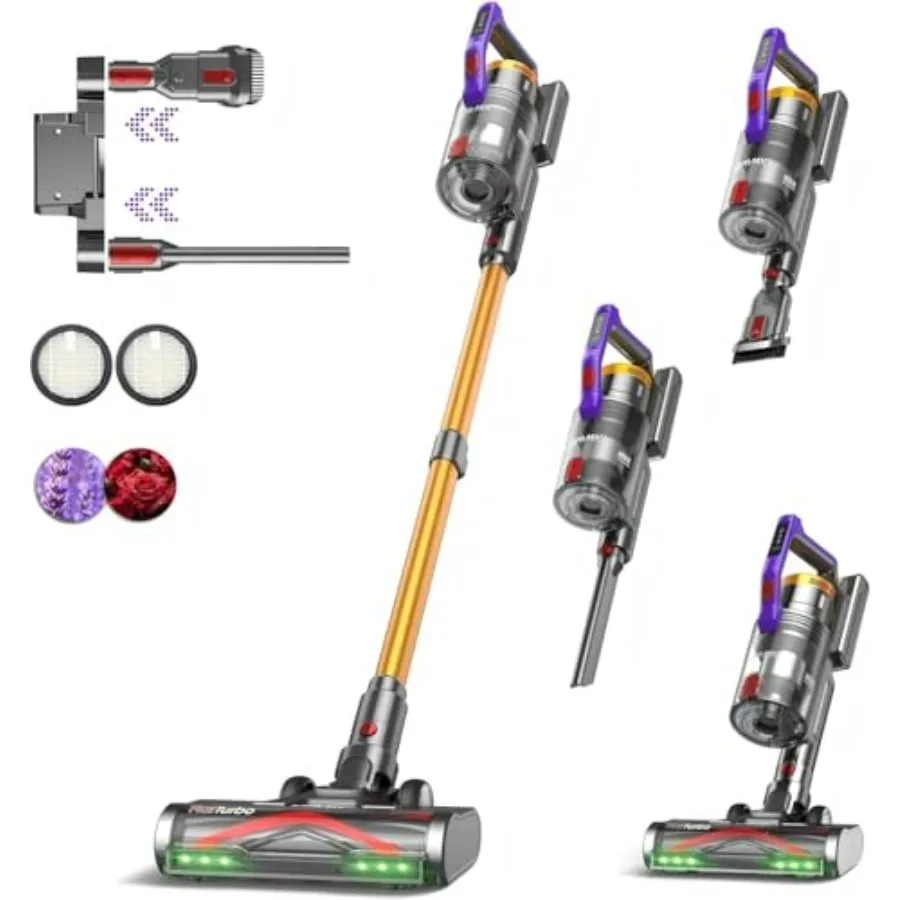

Беспроводной вертикальный пылесос 50 кПа 550 Вт для дома, 70 минут работы, конструкция против запутывания волос, для шерсти животных, ковров и полов, самоподдерживающийся